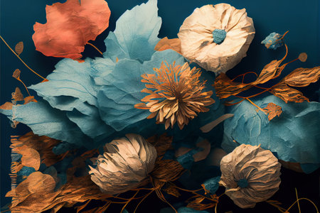 VIntage floral background, tender spring illustration with flowersの写真素材