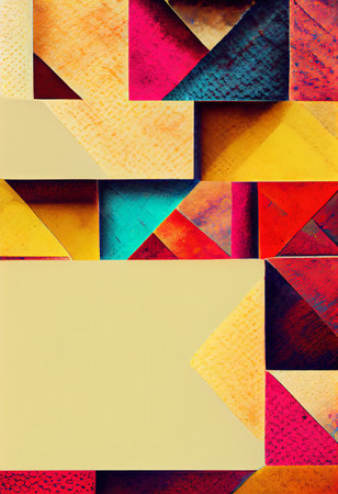 geometric modern paper cut background, orange, magenta and teal