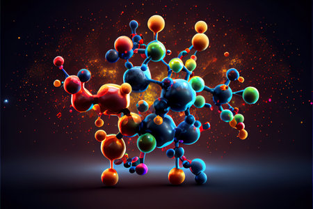 Abstract molecular dark backrgound, laboratory reasearch and medicine concept, illustrationの写真素材