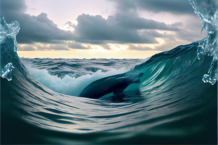 Calm deep water background, wave swirl close up, created using ai toolの素材