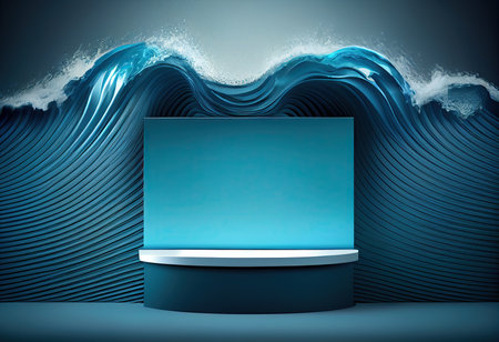 Minimal modern product display golden podium on beachの素材