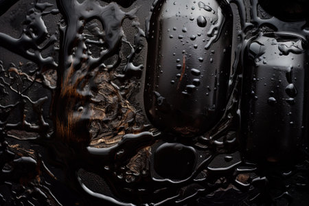 liquid black oil close up background, textured swirl, ai generativeの素材