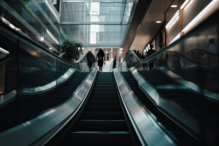 modern escalator in trade center, a generativeの素材