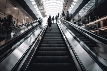 modern escalator in trade center, a generativeの素材