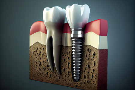 illustration of dental implant in jaw boneの素材