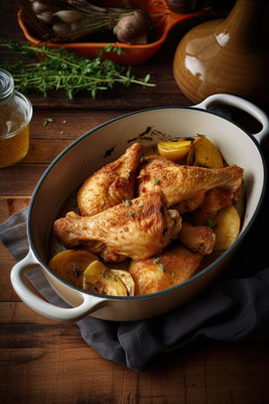 Baked chicken or turkey legs , ai generativeの素材