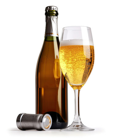 champagne isolated on white background, ai generativeの素材