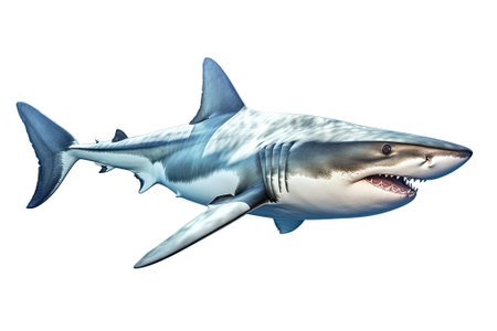 Shark isolated on white background, ai generativeの素材