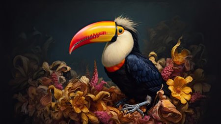 toucan bird in wild forest, ai generativeの素材