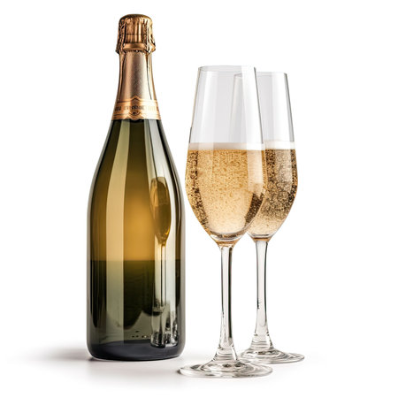 champagne isolated on white background, ai generativeの素材