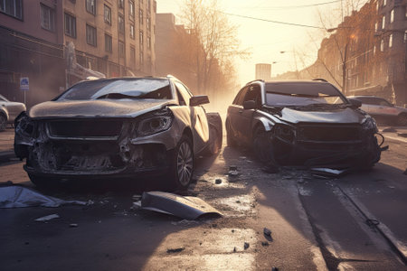 car accident in big city, ai generativeの素材