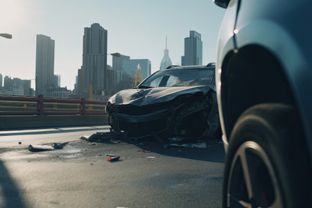 car accident in big city, ai generativeの素材
