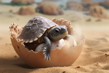 turtle hatching eggs, ai generativeの素材