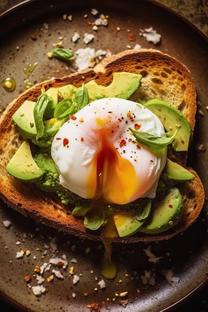 Poached egg food, healthy breakfastの素材