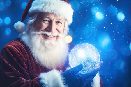 Santa Claus holding magic crystall ballの素材