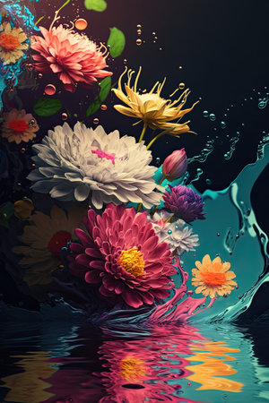 coloful flower fantasy background, floral patternの素材