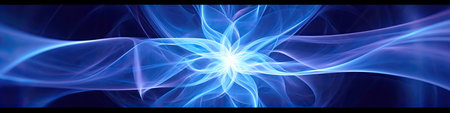 Abstract shining blue background, banner format