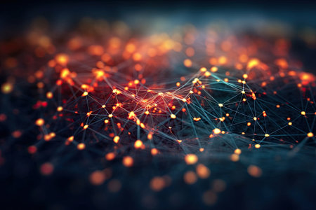 network connecting points abstract technological backgroundの写真素材