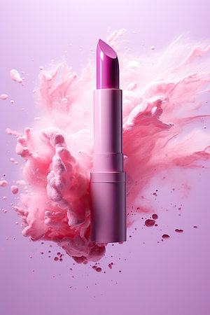 pink lipstick with splash of colorの素材