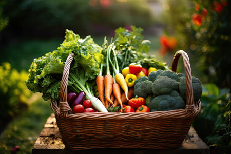 basket with vegetables, ai generativeの素材