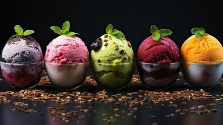 perfect icecream bowl, selection of tastesの素材