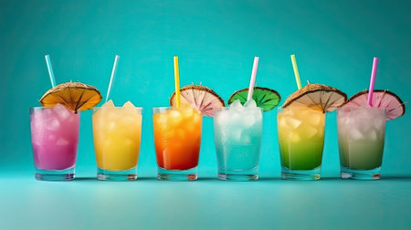 summer tropical cocktail in tall glassの素材