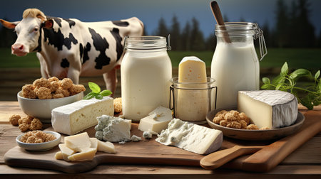 Mix of fresh diary productsの素材