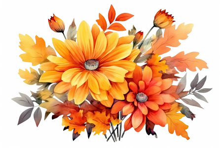 Thanksgiving flowers isolated on white backgroundの写真素材