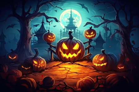 Set of carved halloween pumpkinsの素材