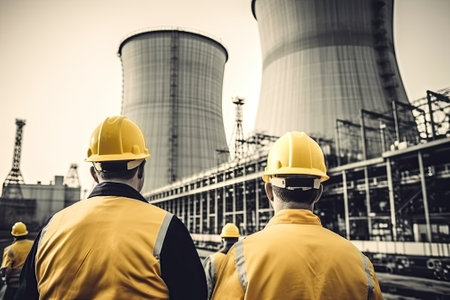 professional workers at nuclear power plantの素材