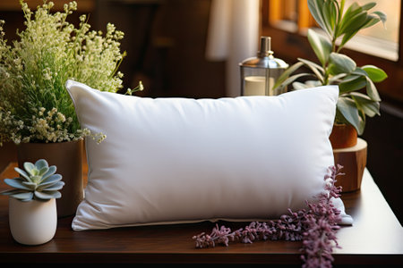 white pillow mock up in modern interiorの素材