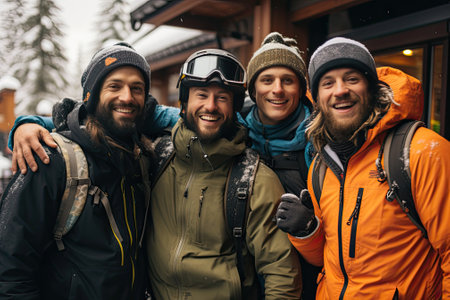 Group of friends at winter resortの素材