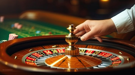 online casino, ai generative, man with rouletteの素材