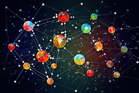 network connecting points abstract technological backgroundの写真素材