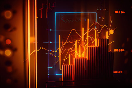 Display with data set, abstract illustration background, ai generatedの素材