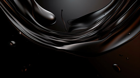 liquid black oil close up background, textured swirlの写真素材