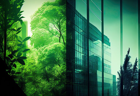 save the green planet, green cities future skyline, created using of AI toolの素材