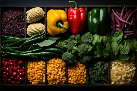 Healthy food concept, fresh vegetables and cerealsの素材