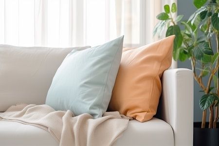 white pillow mock up in modern interiorの素材