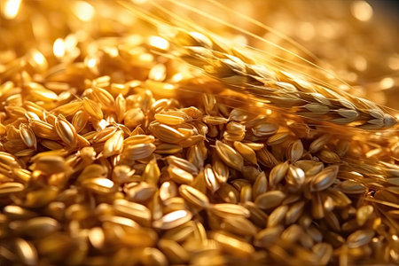 Rural scene with field of golden wheatの素材