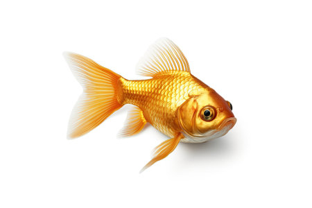 golden fish sioalted on white backgroundの素材