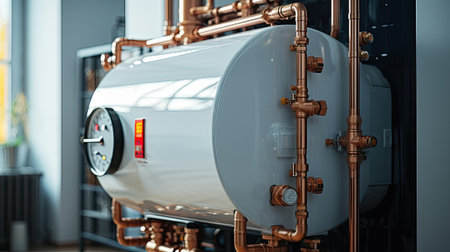 Boiller in house, close up viewの素材