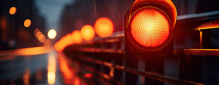red warning lamp at night streetの素材