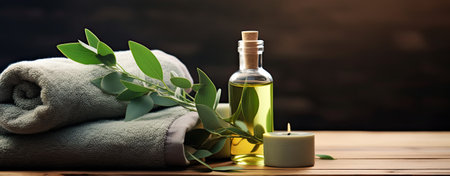 Spa treatment with eucaliptus, web banner formatの素材