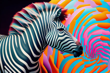 surreal african zebra in lsd colors, concept of drugs dreamの素材