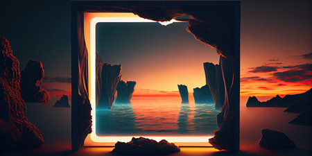 Futuristic empty neon background. High tech lines, studio product, future cyberspace concept