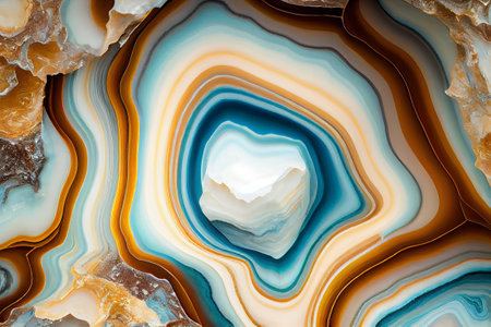 Natural geode stone background, teal blue and golden colorsの素材