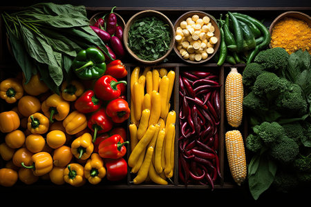 Healthy food concept, fresh vegetables and cerealsの素材