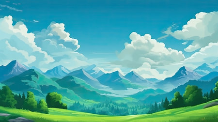 World environment day concept, Green mountains at bright dayの素材