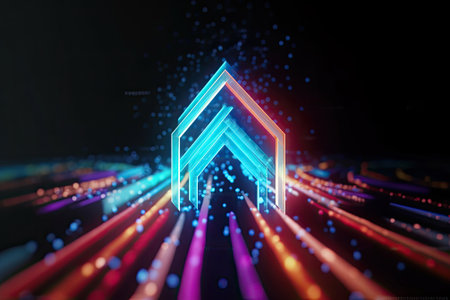 High technology abstract digital background in arrow shape, digital processingの素材